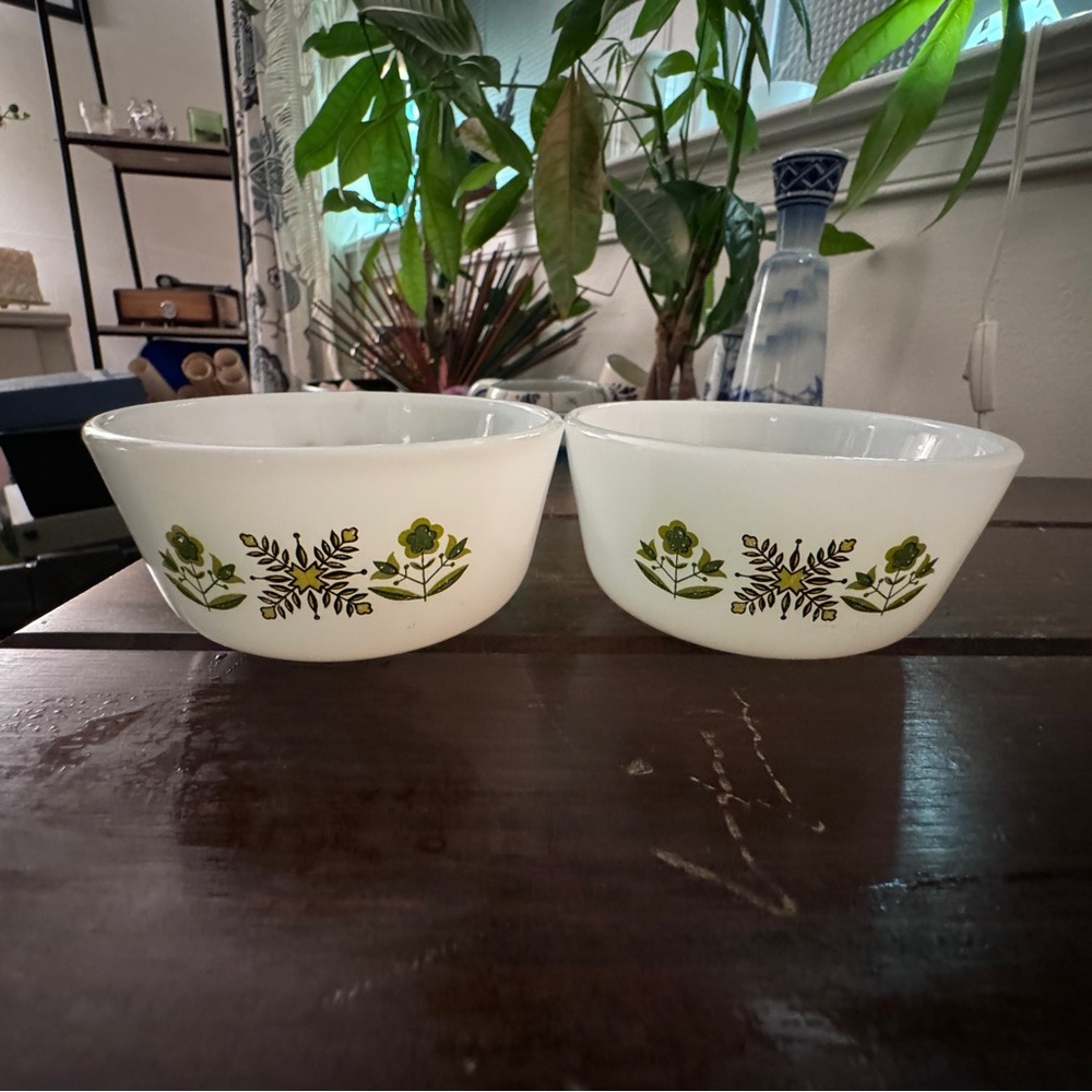 Set of 2 Anchor Hocking Fire King custard bowls/ramekins